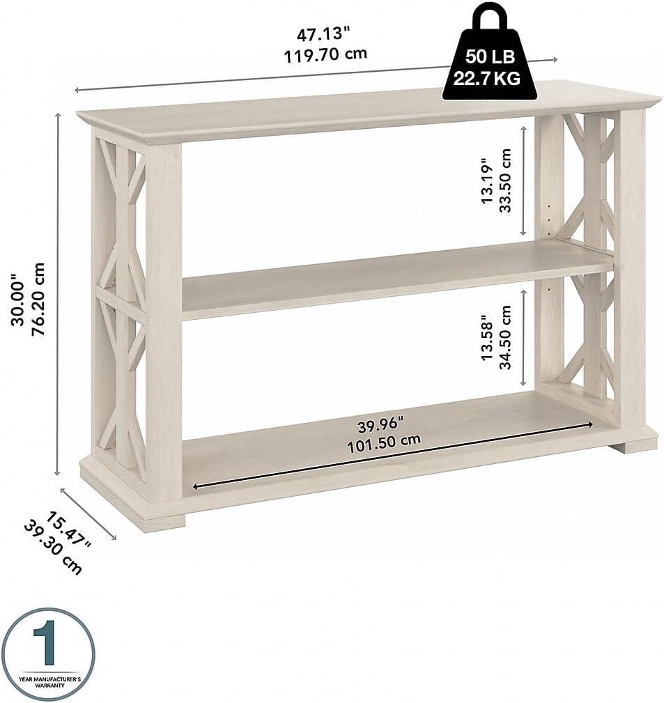 Homestead Console Table with Shelves in Linen White Oak - Engineered Wood