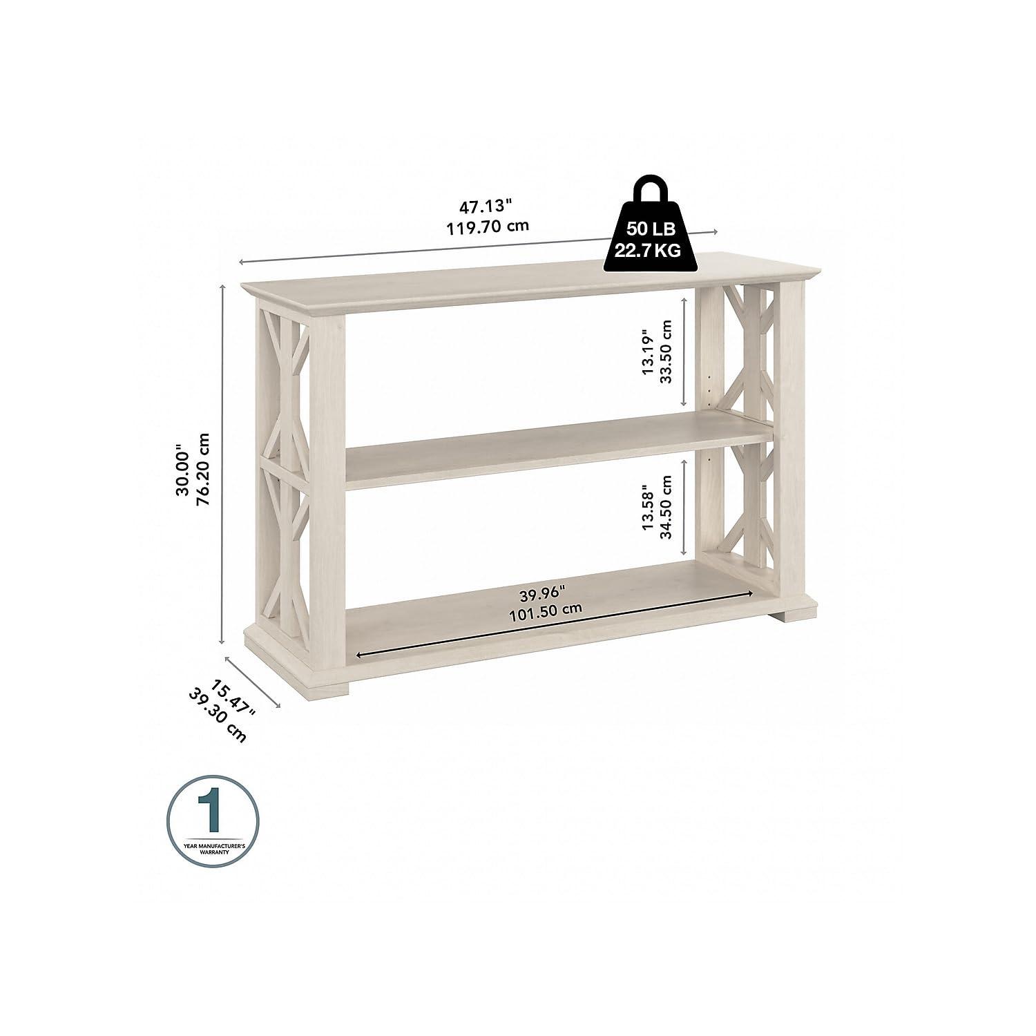 Homestead Console Table with Shelves in Linen White Oak - Engineered Wood