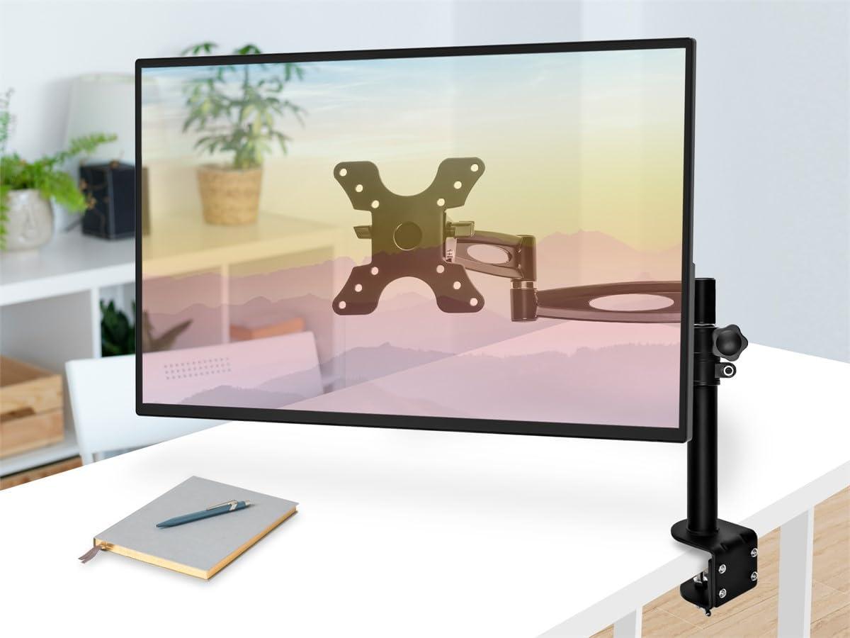 Monoprice 3-Way Adjustable Tilting Desk Mount Bracket - Black For 13 - 30 Inch Monitors | Up to 33 Pounds