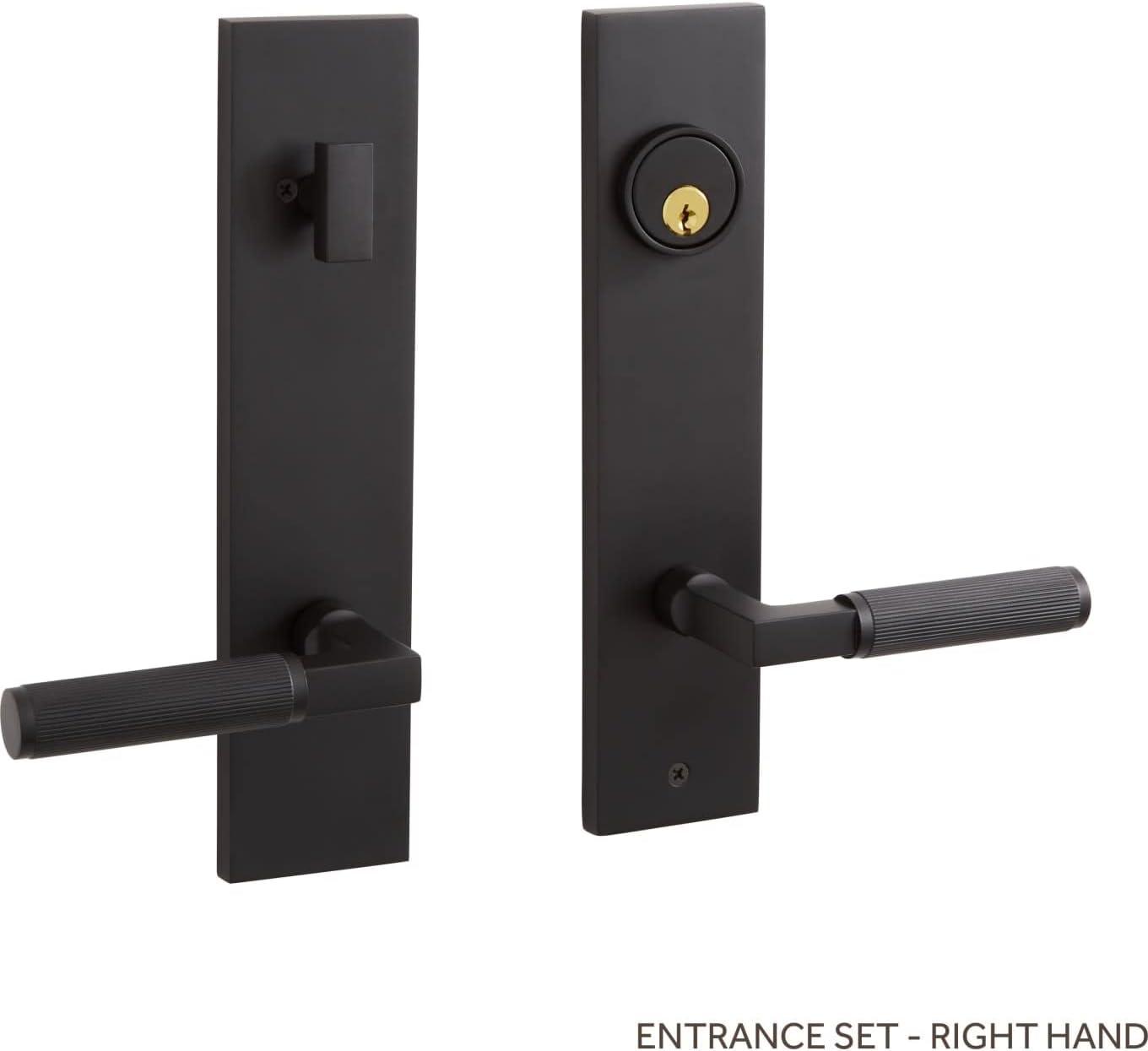 Signature Hardware 455566 Satcher Solid Brass Keyed Entry Door Knob Set with 2-3/8" Backset - Antique Brass