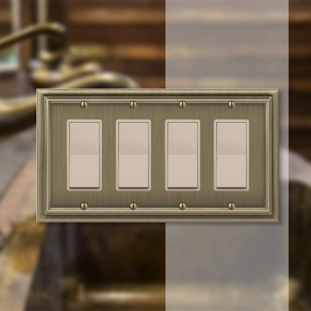 Brushed Brass Quadruple Rocker Metal Wall Plate