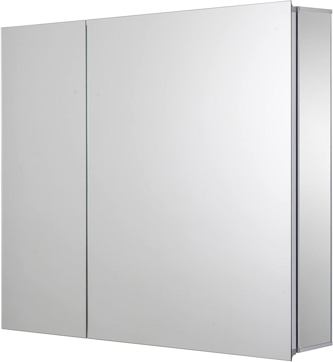 Polished Aluminum Wall-Mounted Bathroom Medicine Cabinet with Mirror