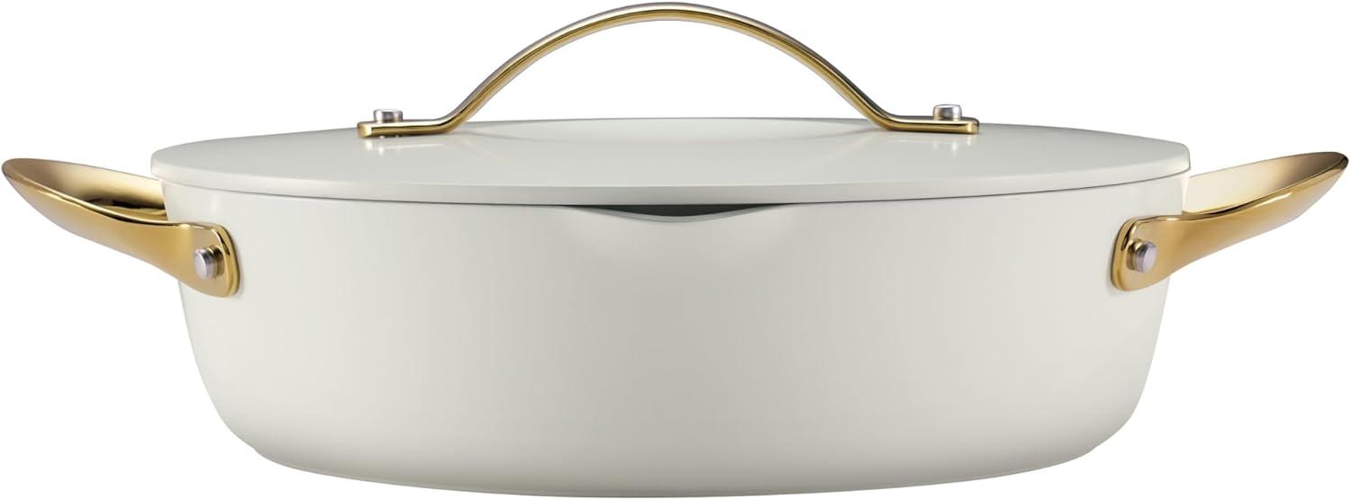Tramontina Fiora 4.25-Quart Multipurpose Ceramic Non Stick Cooking Pan with Lid, White