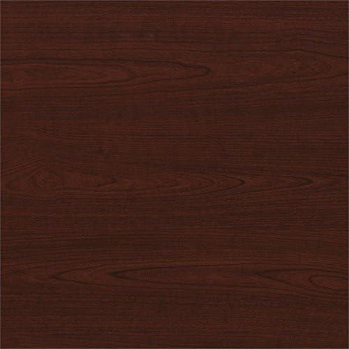 Cabot Modern 60W L Desk with Hutch, includes File Drawer and Storage Shelves in Harvest Cherry
