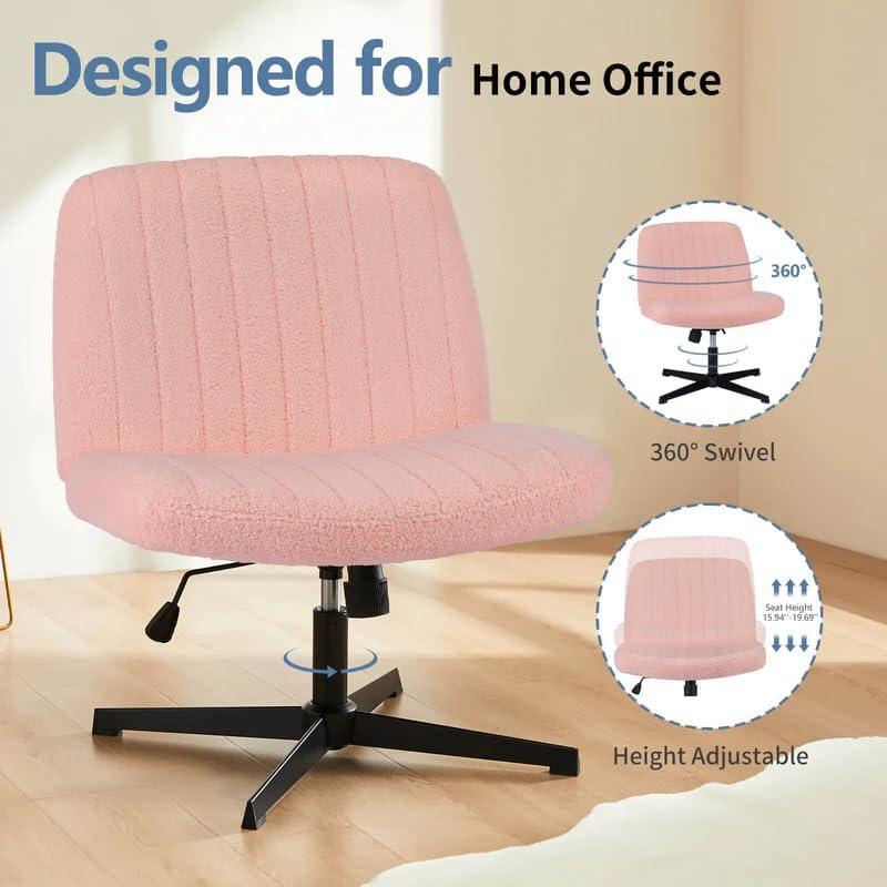 FDW Criss Cross Chair Armless Office Chair No Wheels Modern Swivel Height Adjustable Ergonomic Desk Chair With Wide Seat Computer Task Vanity Chair For Home Office