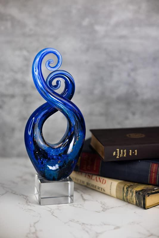 Monet Murano Style Art Glass Swirl Centerpiece on Crystal Base 10"