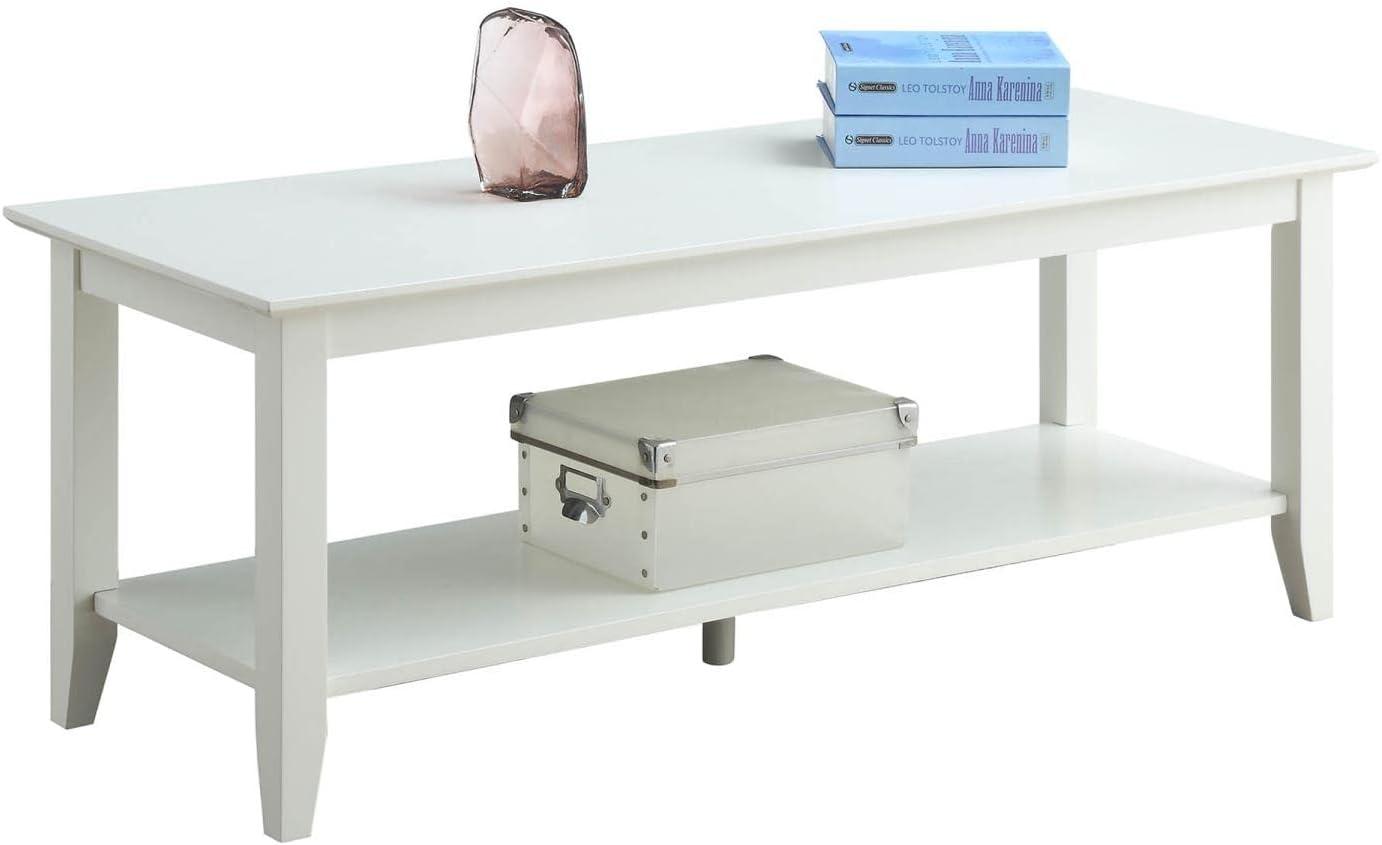 Convenience Concepts American Heritage Coffee Table with Shelf, White