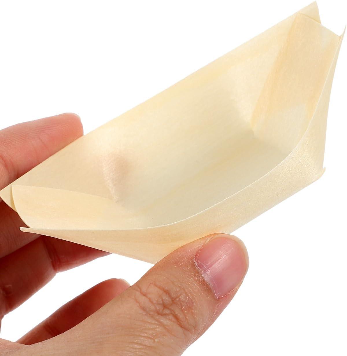 50pcs Disposable Sushi Boat Plates Natural Wooden Sushi Dishes Trays for Restaurant Home