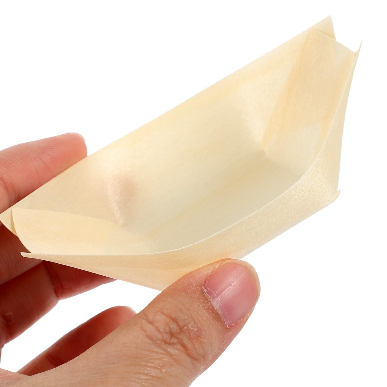 50pcs Disposable Sushi Boat Plates Natural Wooden Sushi Dishes Trays for Restaurant Home