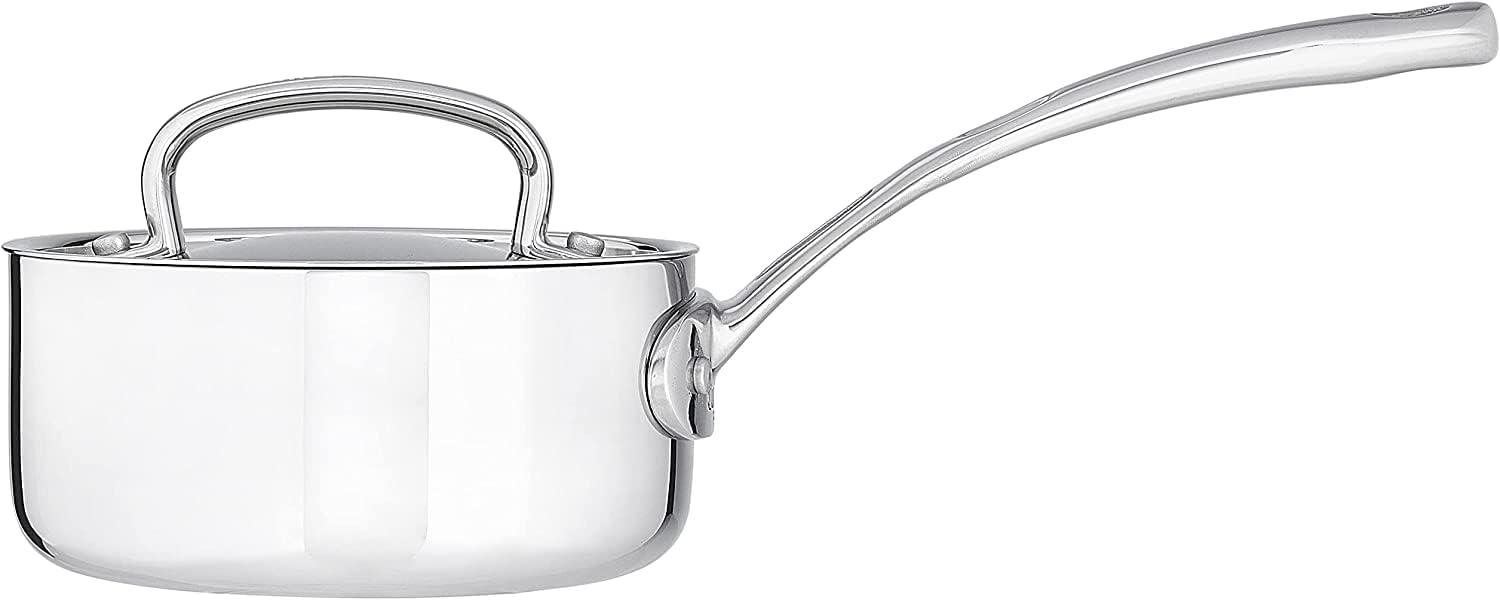 Galaxera French Classic Tri-Ply Stainless 1-Quart Saucepan with Cover,Silver