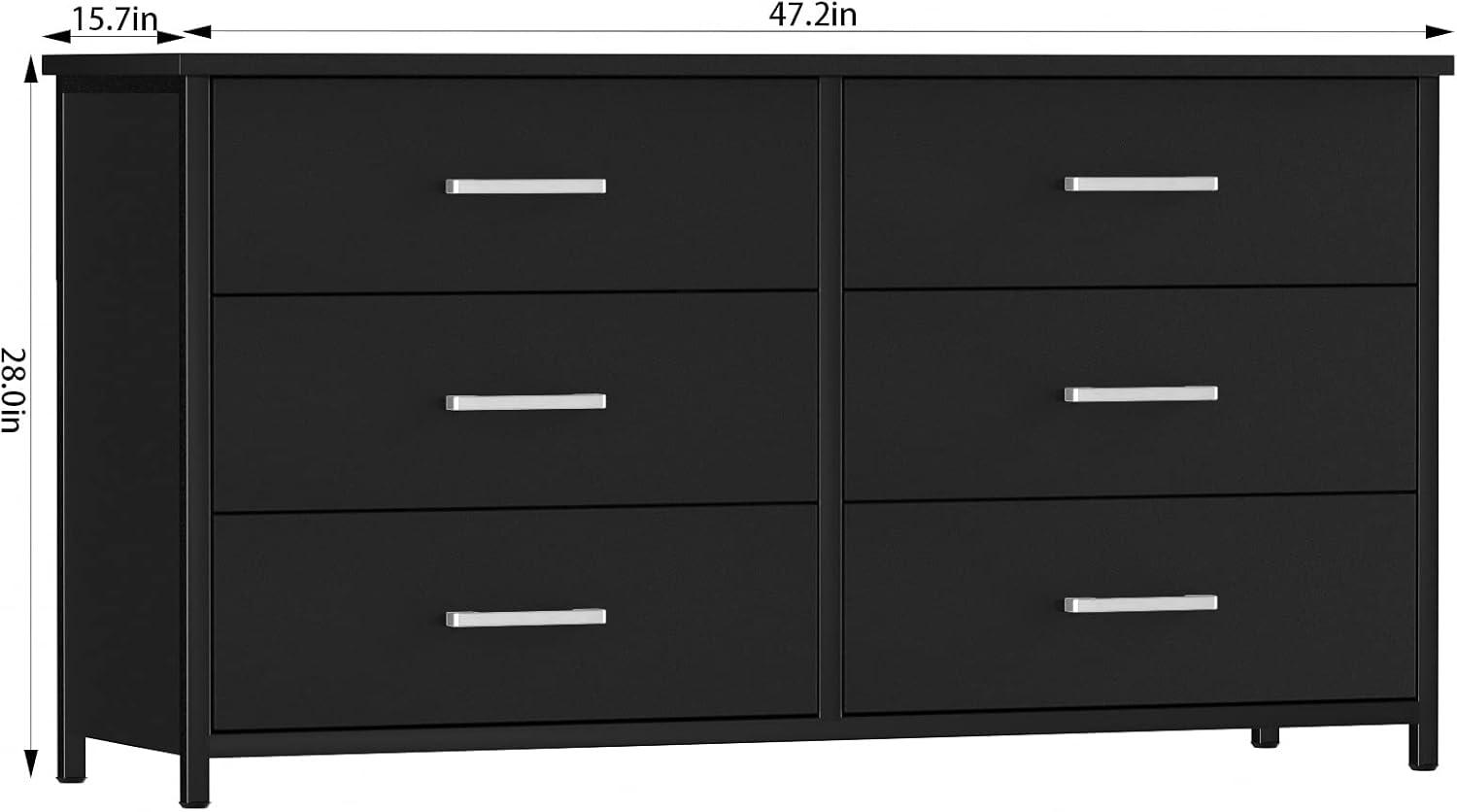 Black Industrial Double Dresser with Steel Frame and Levelers