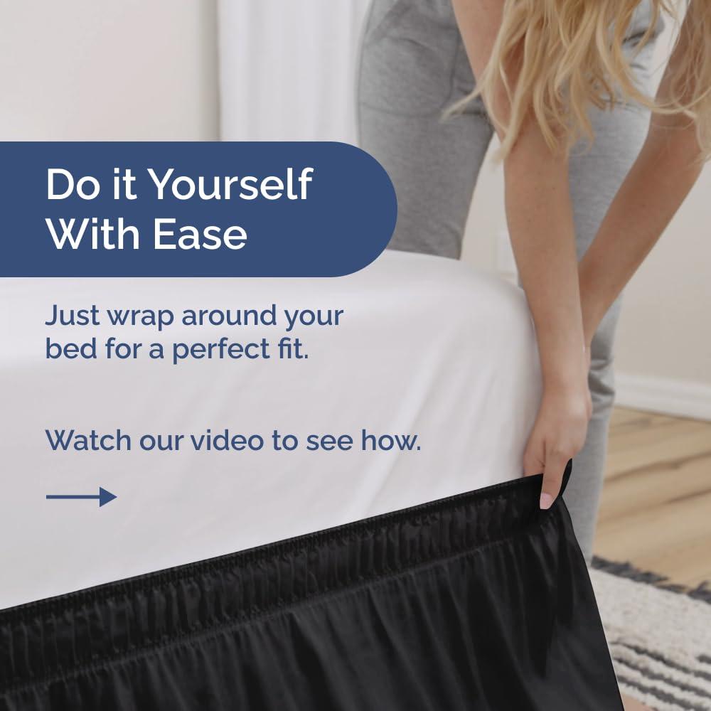 CGK Linens Ruffled Elastic Wrap Around Tailored Bed Skirt