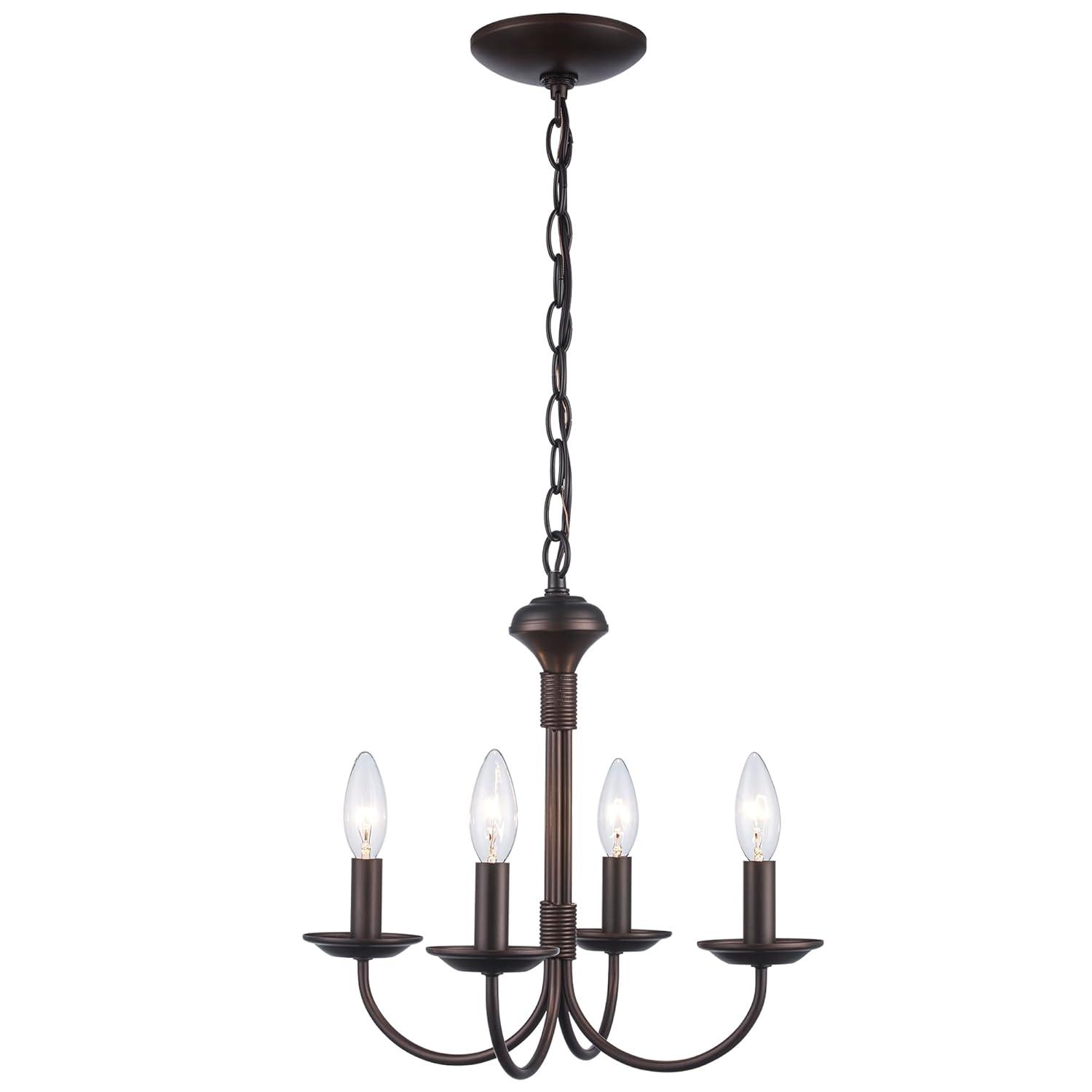 Lucid Lighting 4 -Light Oil-rubbed Bronze Transitional For Use in Bedrooms, Dining Rooms, Foyers, Kitchens, Living Rooms Chandelier