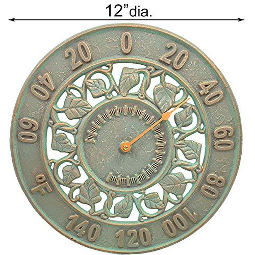 Ivy 12" Copper Verdigris Aluminum Indoor Outdoor Wall Clock