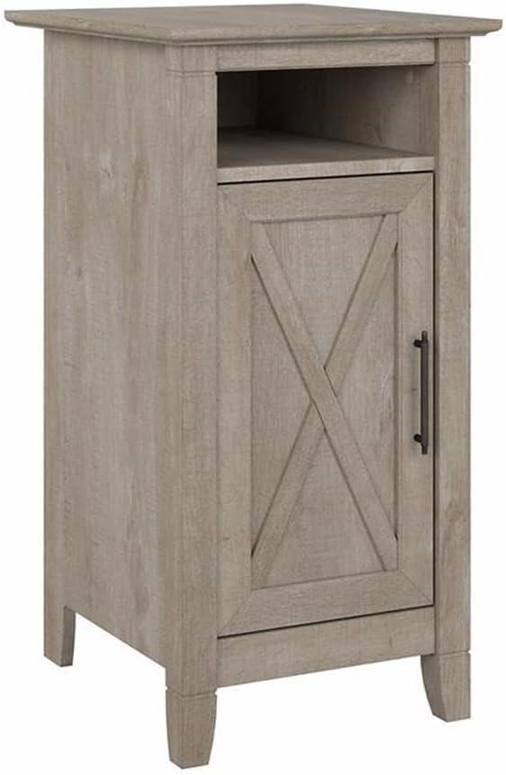 Compact Washed Gray Wood End Table with Storage