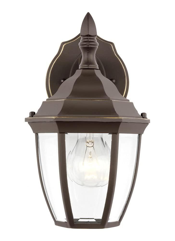Bakersville 6.5 in. 1-Light Antique Bronze Traditional Outdoor Wall Lantern Sconce with Clear Beveled Glass Panels