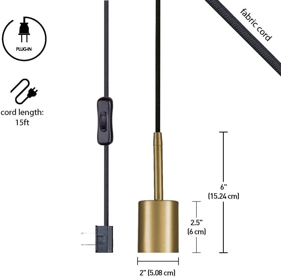 Globe Electric Leila 1-Light Brass Plug-In Pendant, 65980