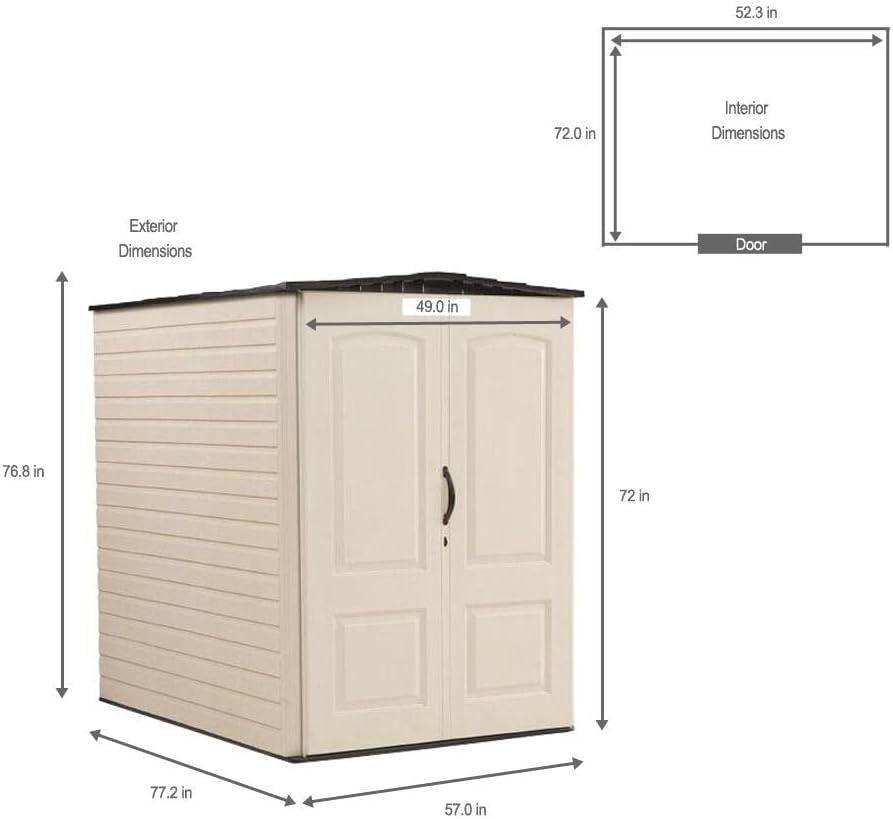 Beige Resin 5x6 ft Vertical Outdoor Storage Shed with Shelving