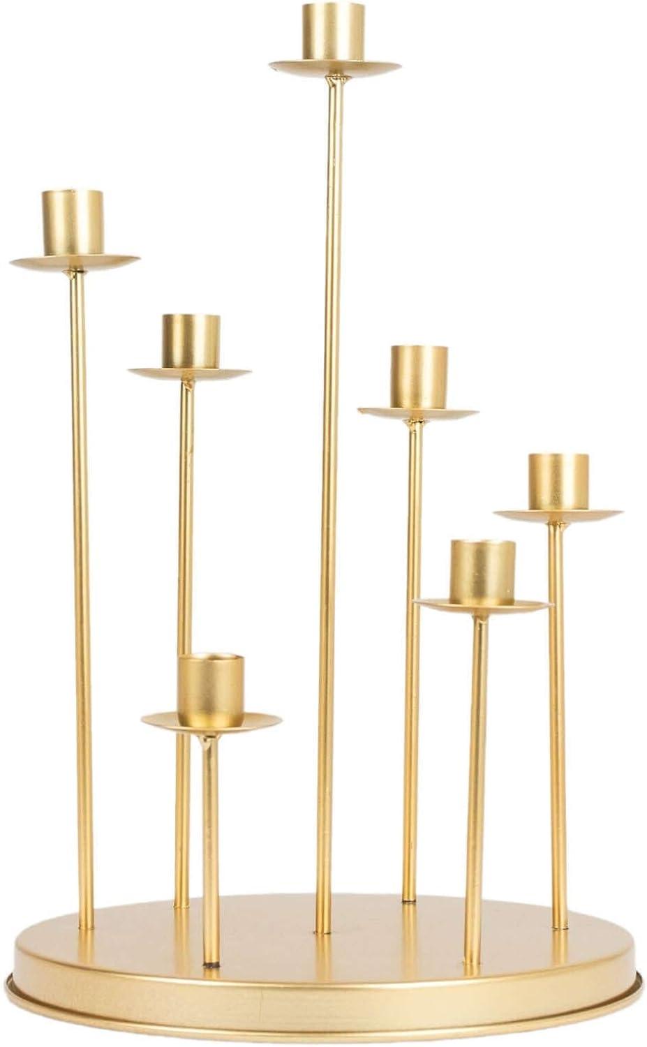 Efavormart 15" Tall Gold 7-Arm Metal Cluster Taper Candle Holder Centerpiece, Round Wedding Tabletop Candelabra