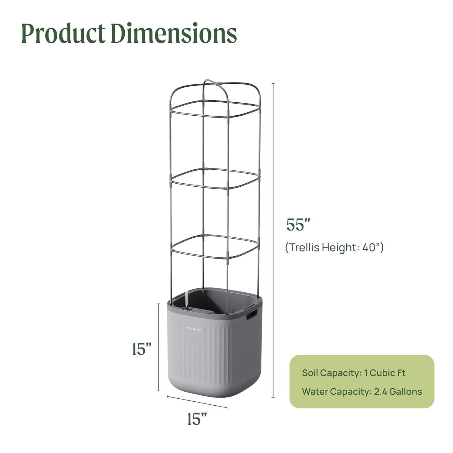 Vego Garden Mini Tomato Plastic Outdoor Pot Planter with Trellis