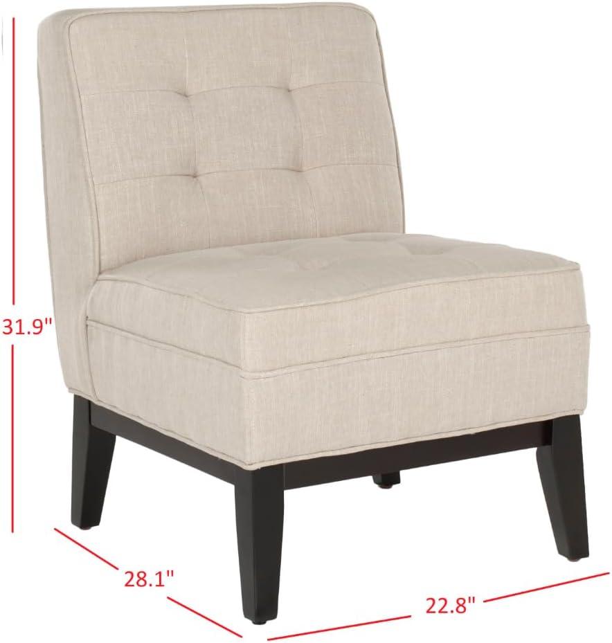 Angel Tufted Armless Club Chair - Beige - Safavieh