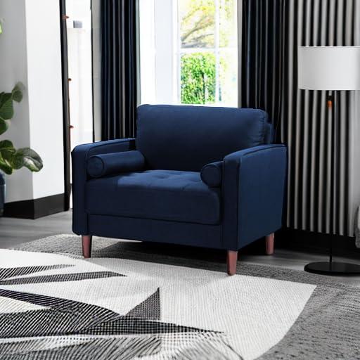 LifeStyle Solutions Jareth King Chair in Navy Blue Fabric Upholstery