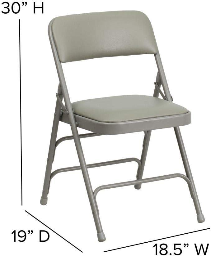 Flash Furniture 4 Pack HERCULES Series Curved Triple Braced & Double Hinged Gray Vinyl Metal Folding Chair