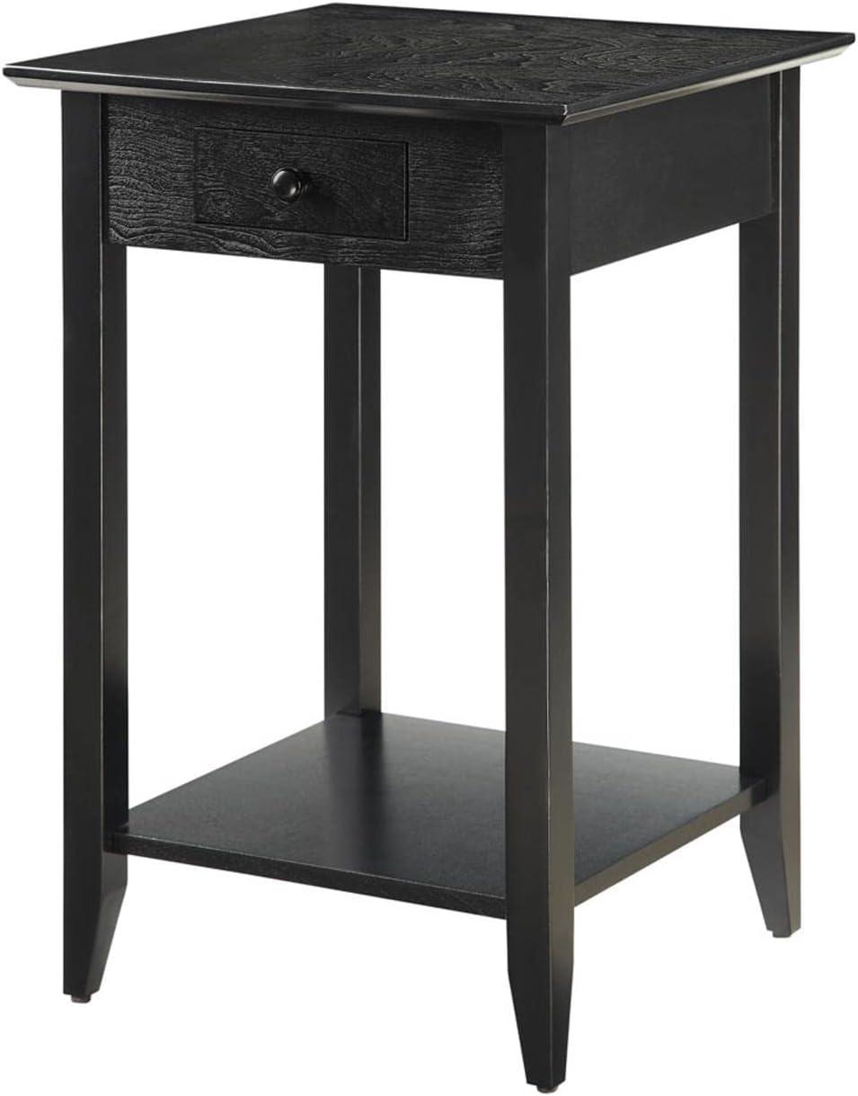 American Heritage End Table with Drawer Shelf Espresso