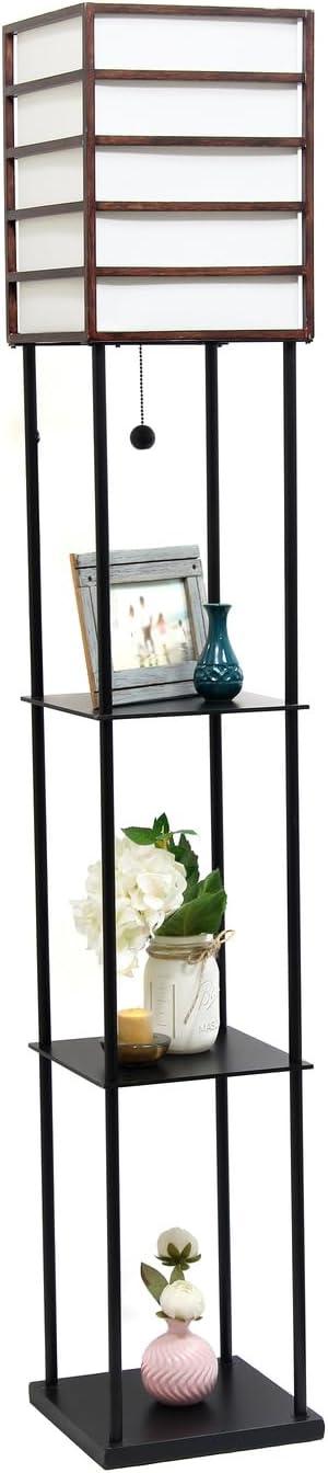 Elegant Designs 1 Light Metal Etagere Floor Lamp Dark Wood