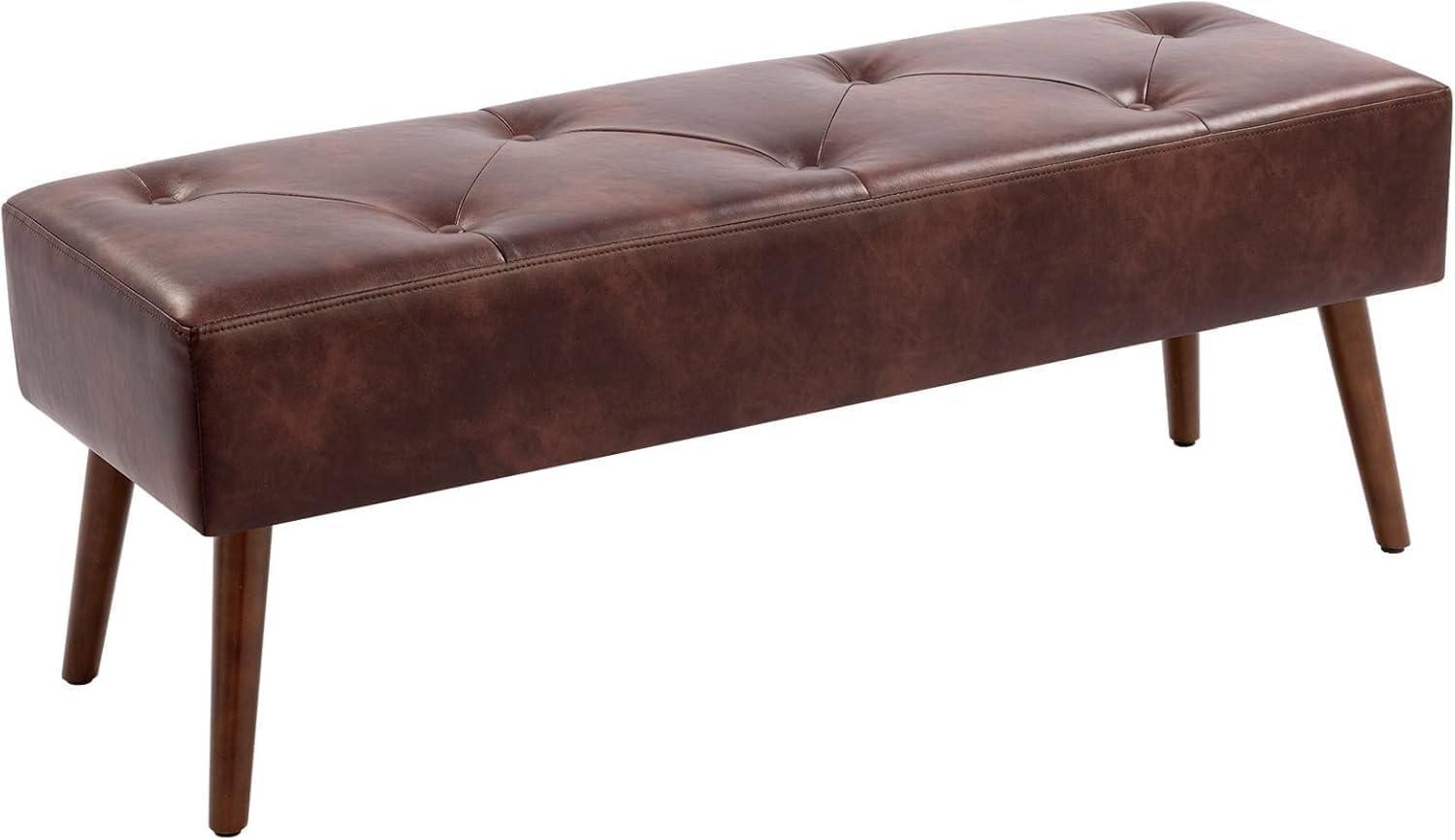 Furniliving Upholstered Bench Long Entryway Bench Bedroom Ottoman ,Dark Brown