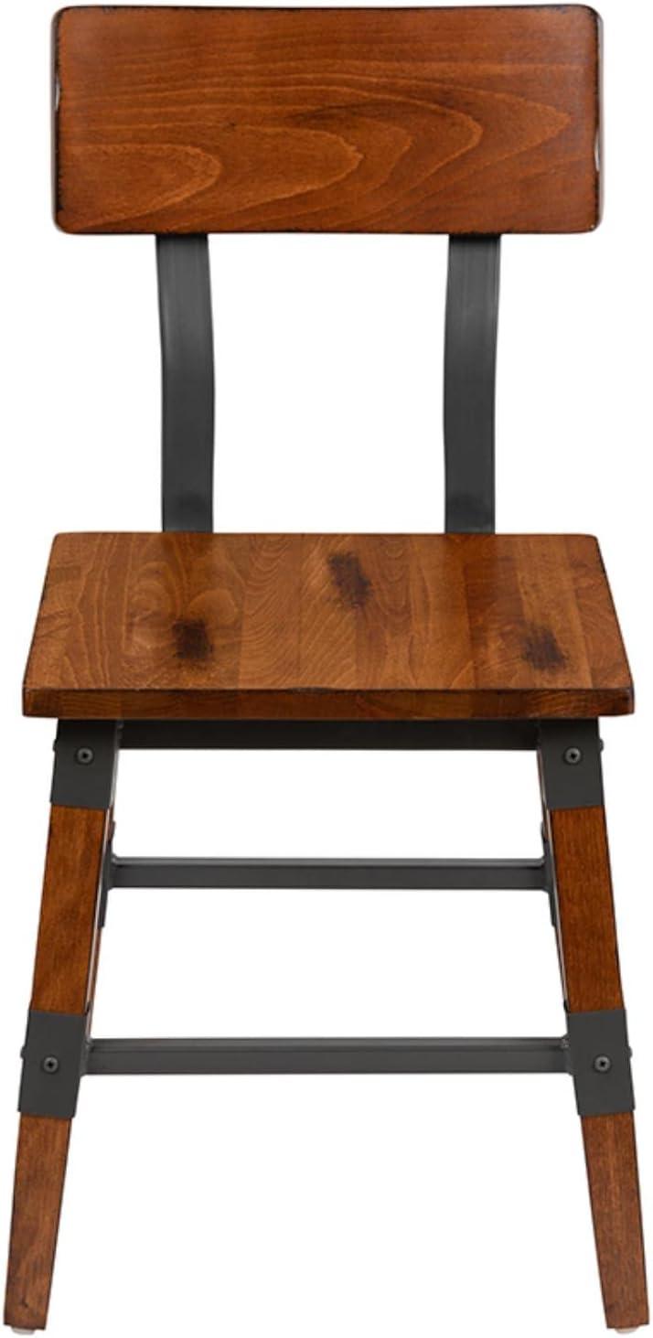 Flash Furniture 2 Pack Rustic Antique Walnut Industrial Wood Dining Chair