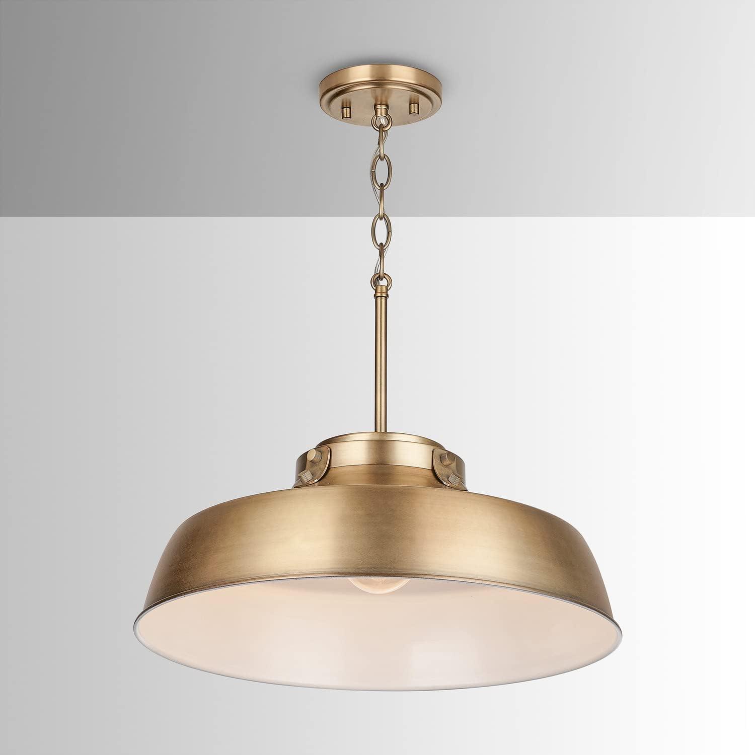 Aged Brass 1-Light Pendant with Metal Shade