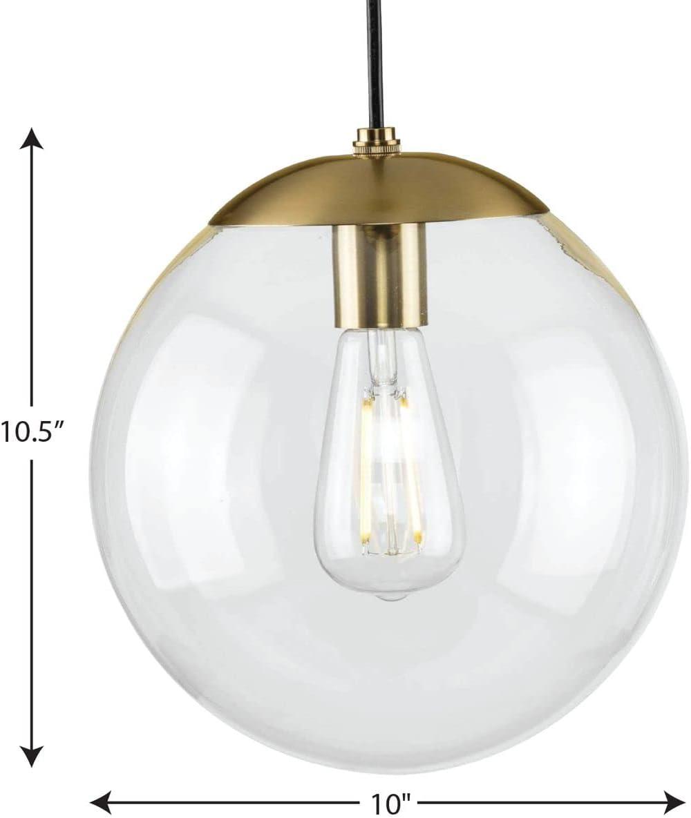 Progress Lighting Atwell 1-Light Glass Globe Pendant, Brushed Nickel, Clear Glass Shade