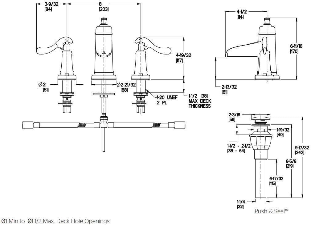 Ashfield Brushed Nickel 8" Widespread Double Handle Bathroom Faucet