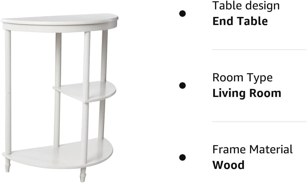 Traditional Demilune White Wood Console Table with Storage