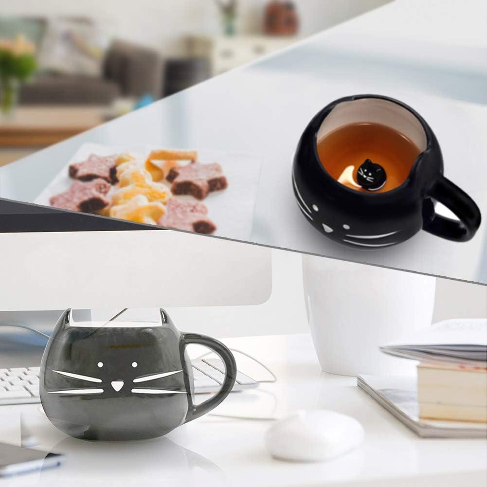 Black Ceramic Cat Coffee Mug with Cute Kitty Inside, 12 oz