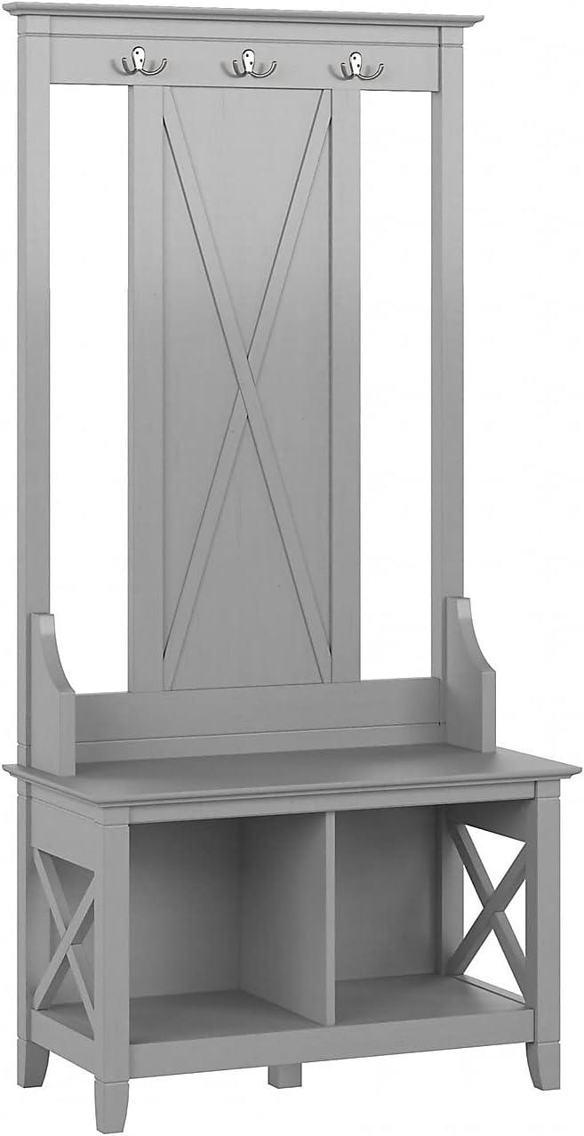 Pemberly Row Hall Tree w/ Shoe Storage Bench in Cape Cod Gray - Engineered Wood