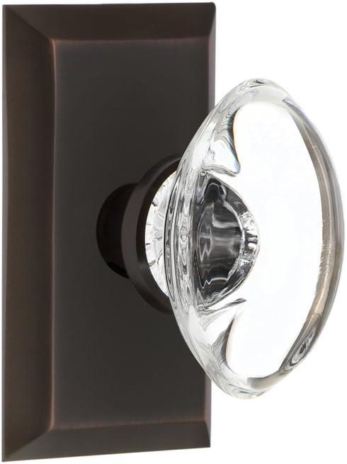 Studio Plate with Oval Clear Crystal Door Knob