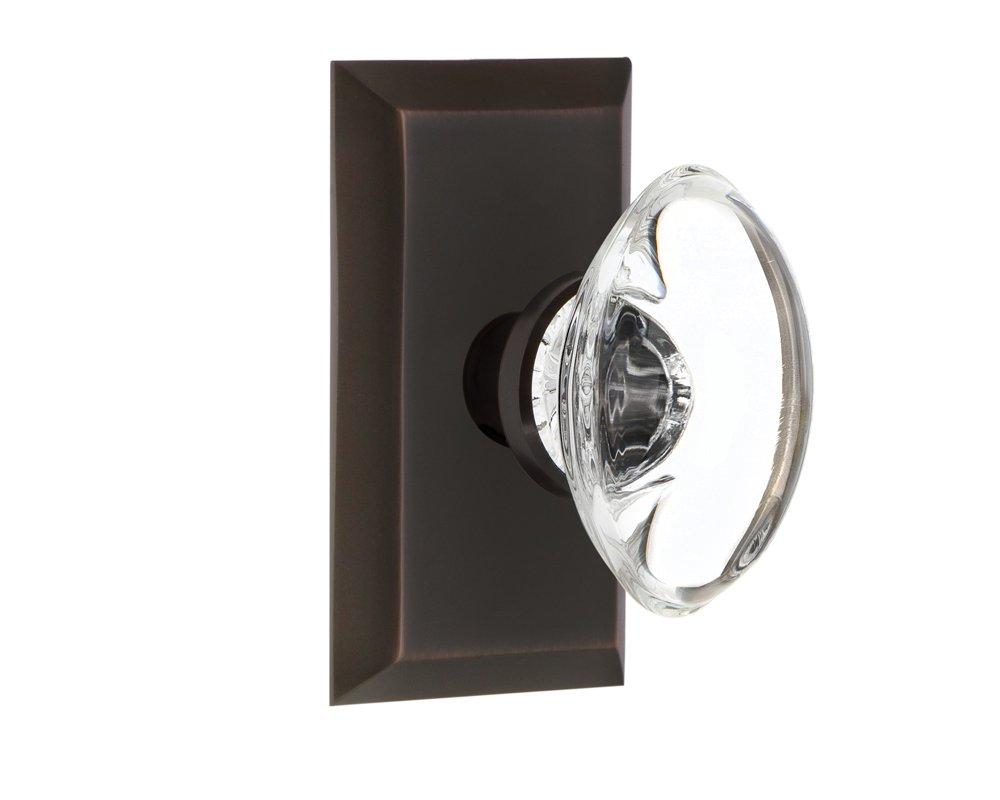 Studio Plate with Oval Clear Crystal Door Knob