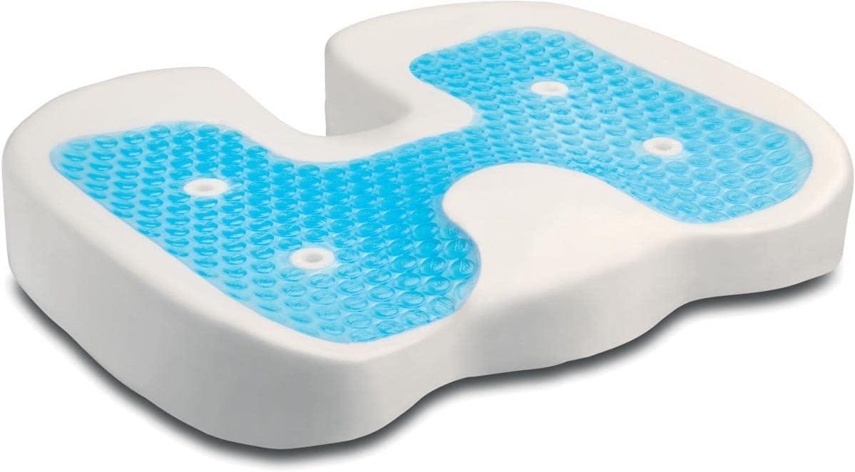 Kensington Premium Cool-Gel Seat Cushion 14" x 18" - Gel Filling - Fabric Cover - Foam - Comfortable, Durable, Anti-slip, Ergonomic Design, Machine Washable, Carrying Strap - 1Each