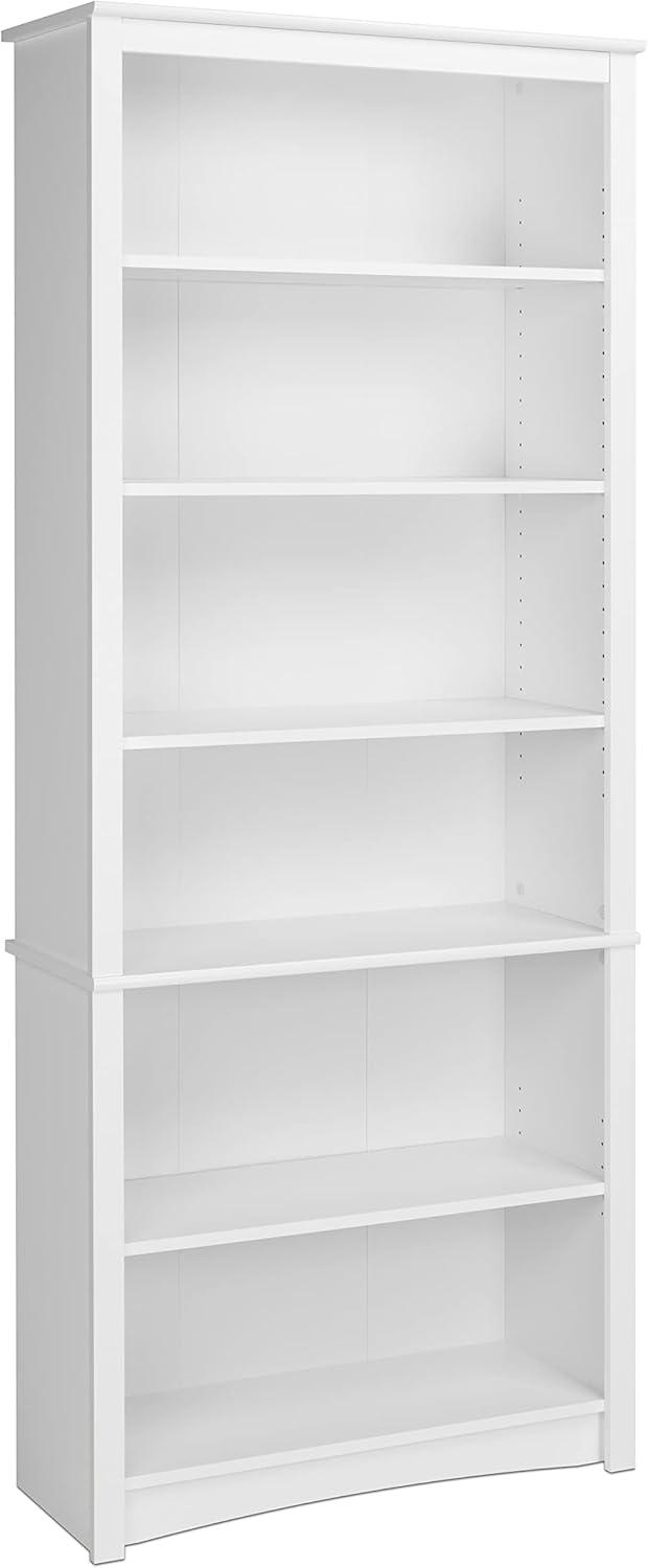 Prepac Home Office 6-Shelf White Engineered Wood Standard Bookcase