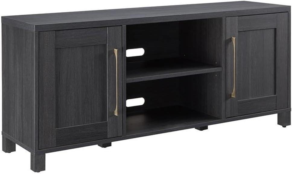 Charcoal Gray 58" Transitional TV Stand with Cabinet Storage