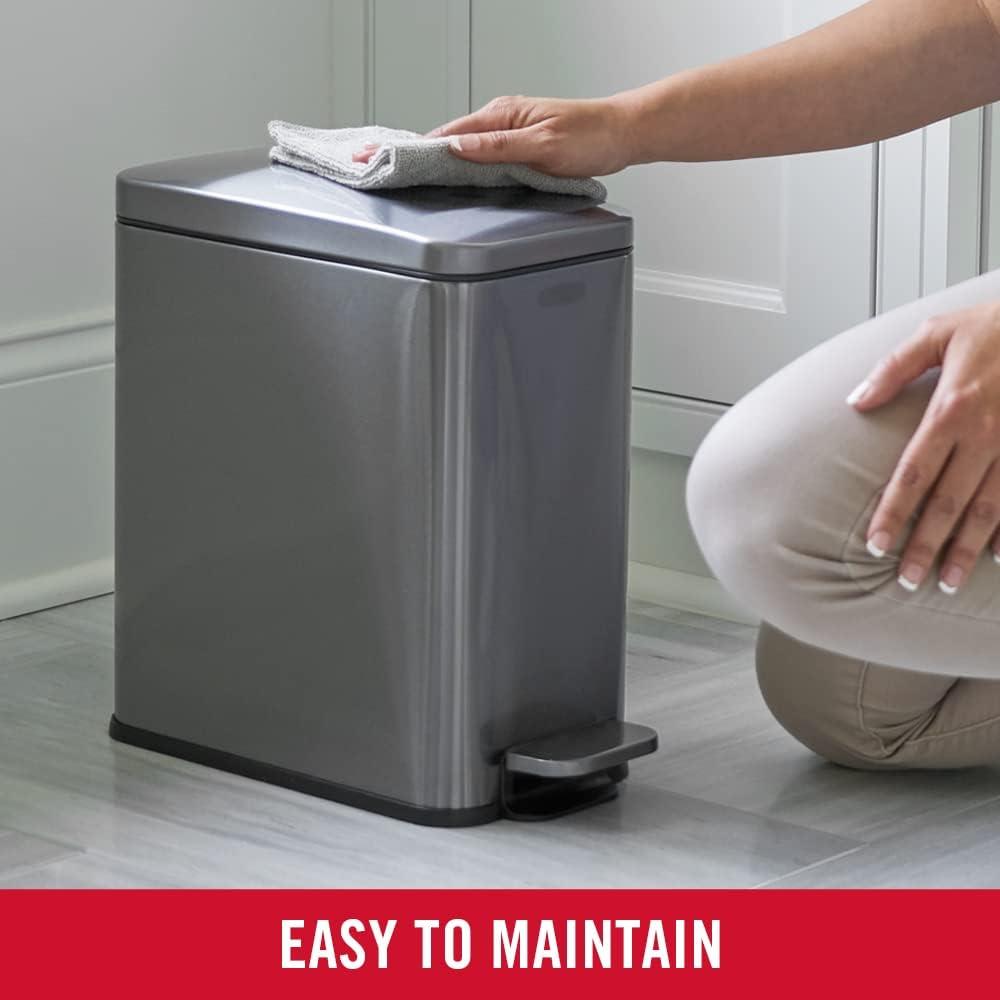 Rubbermaid 2.6 Gal. Stainless Steel Rectangular Step-On Household Metal Trash Can