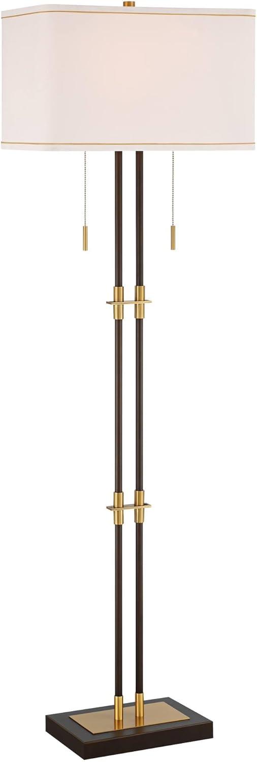 Possini Euro Design Nevada Modern 61 1/2" Tall Standing Floor Lamp Skinny Pole Pull Chain Brown Gold Metal Oil Rubbed Bronze Finish Living Room