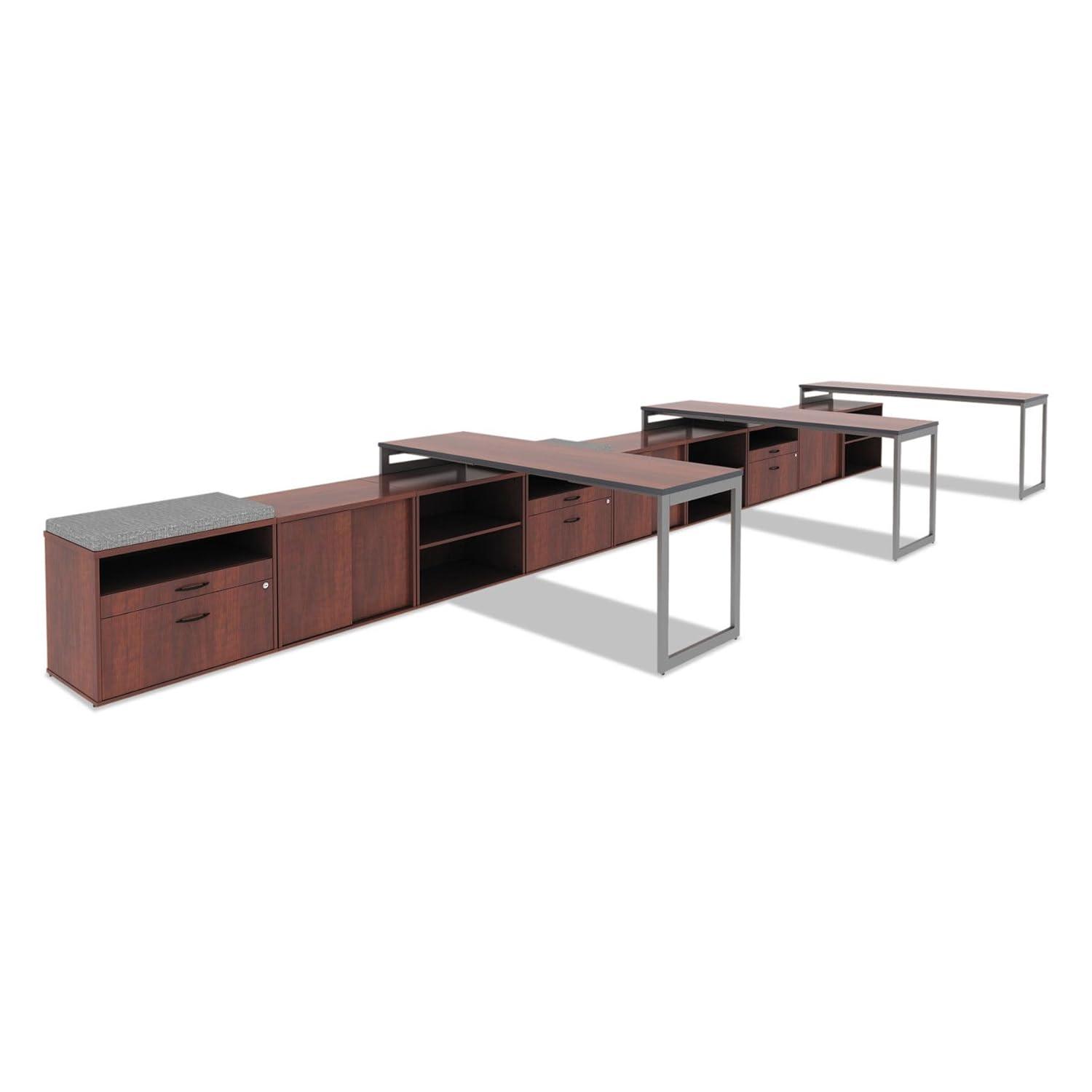 Alera Open Office Desk Series Adjustable O-Leg Desk Base, 47.25 to 70.78w x 23.63d x 28.5h, Silver
