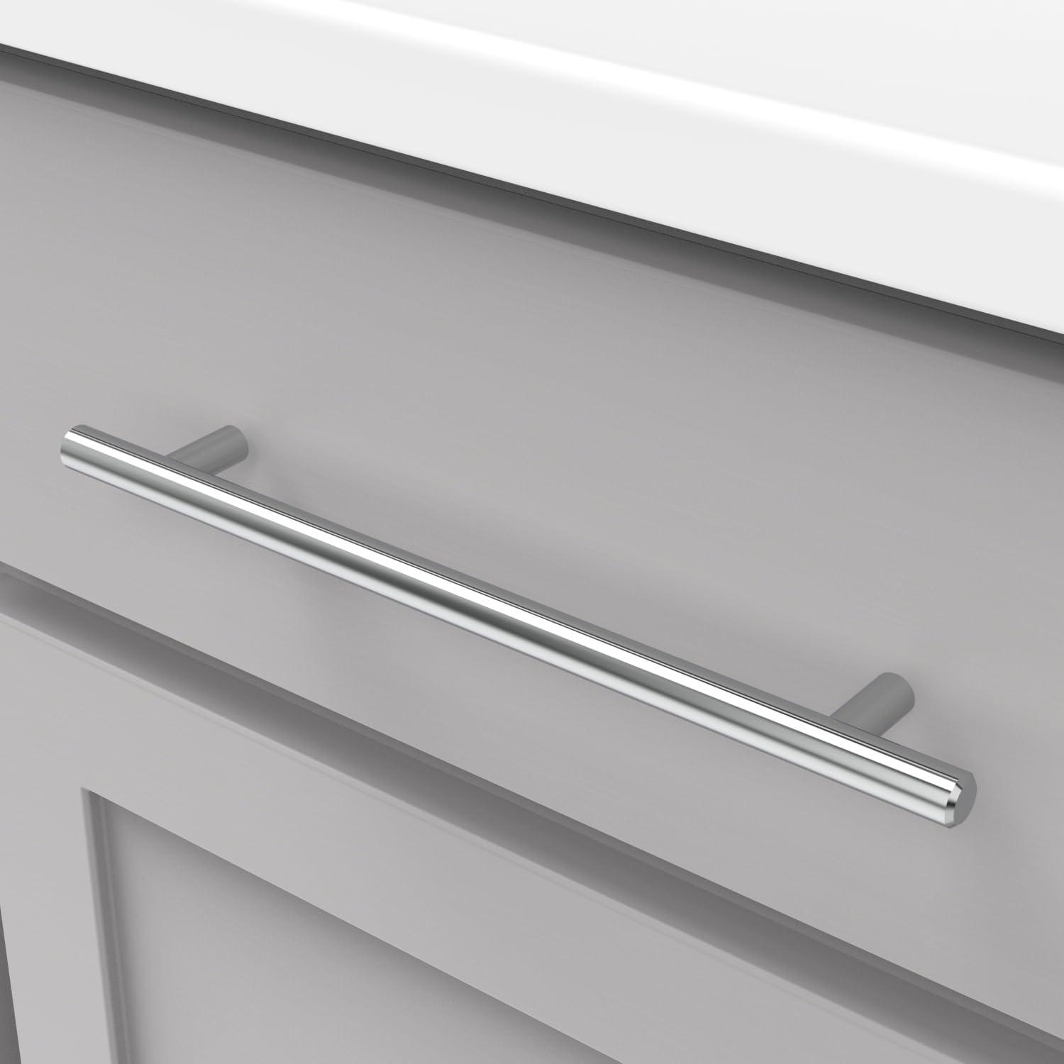 10-Inch Chrome Modern Bar Pull Handle with Mounting Hardware