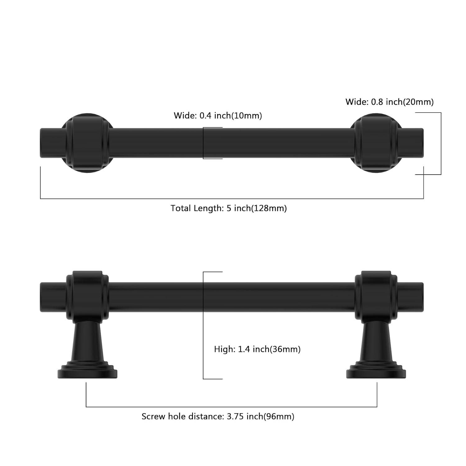 Piper Kitchen Handles, Solid Core Drawer Pulls for Cabinet Doors, 3-3/4" (96mm)