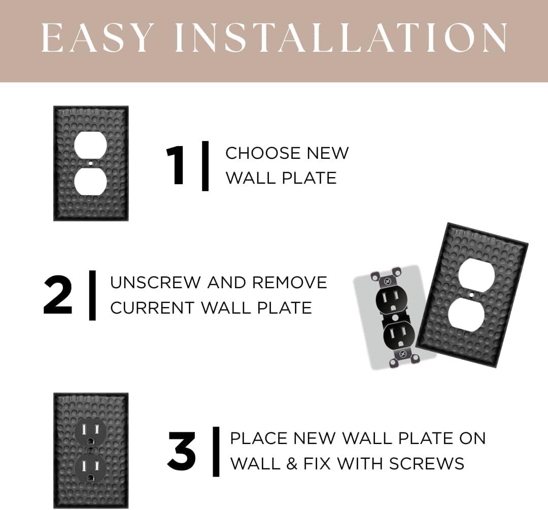 Monarch Abode Hand Hammered 1 - Gang Blank Standard Wall Plate