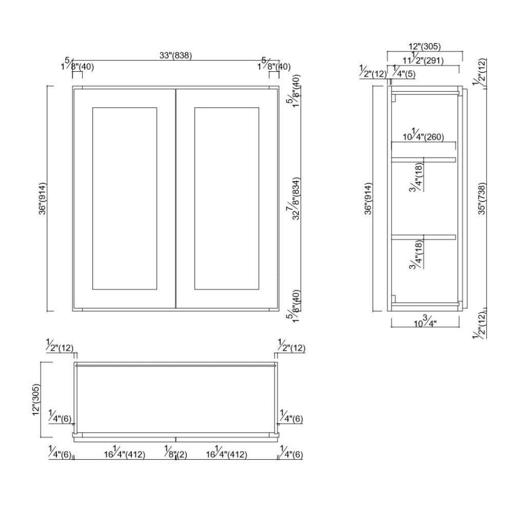Design House Brookings Mueble de Pared Agitador de 3336 Pulgadas, Marrón, sin Montar, 33 X 36 Pulgadas