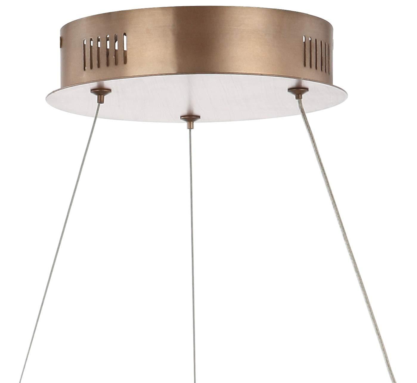 Cursive 24" Adjustable Spiral Integrated LED Metal Chandelier Ceiling Light, Coffee
